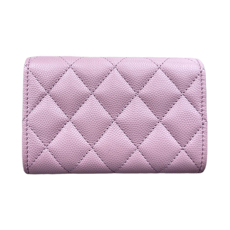 CHANEL Embossed Calfskin With Grains Card Holder Women's Pink