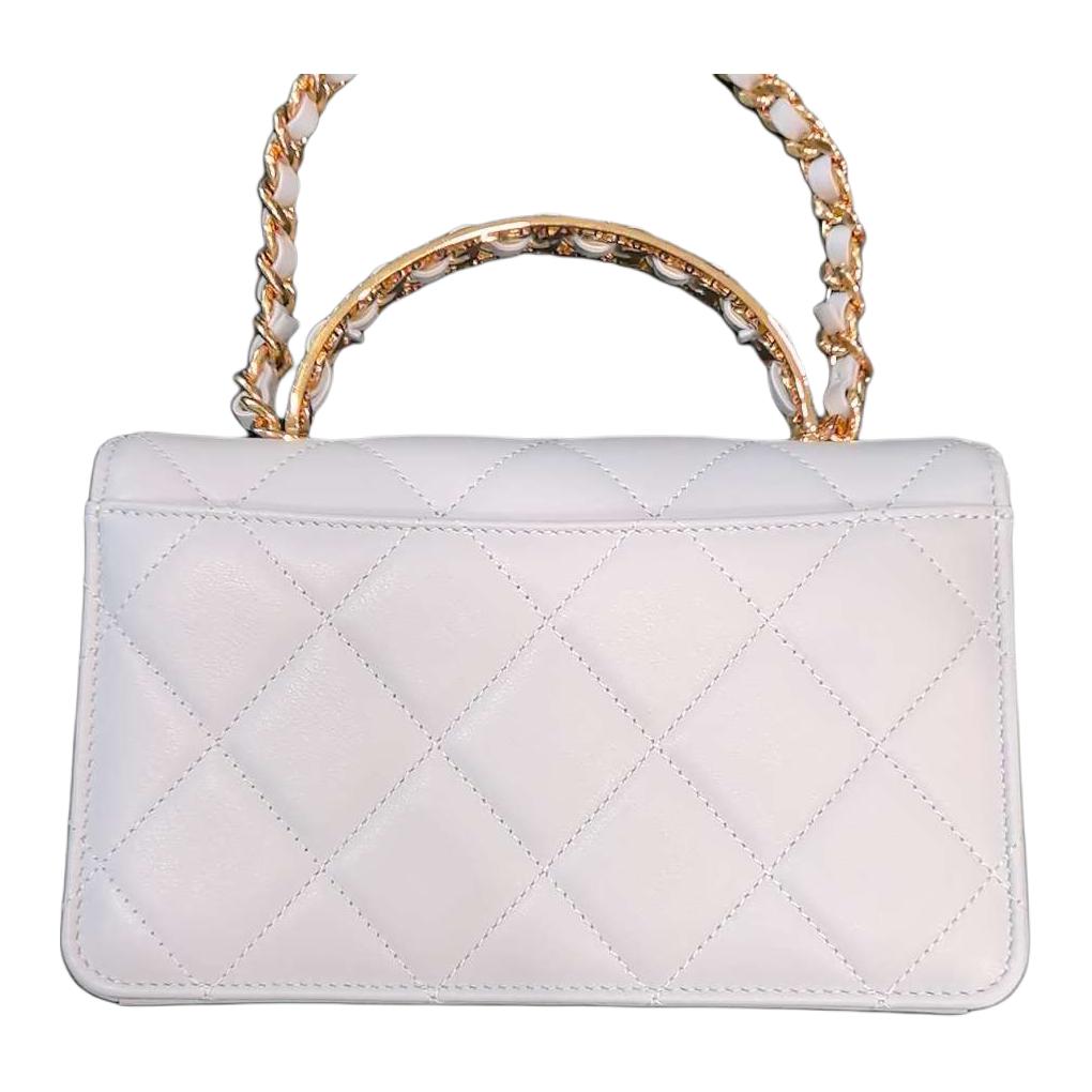 CHANEL Bright Calfskin Shoulder Bag, Crossbody Bag, Handbag Mini Women's Gray Blue