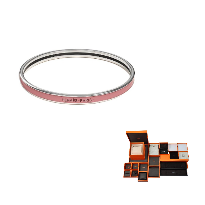HERMES Enamel Bangles Women's Pink