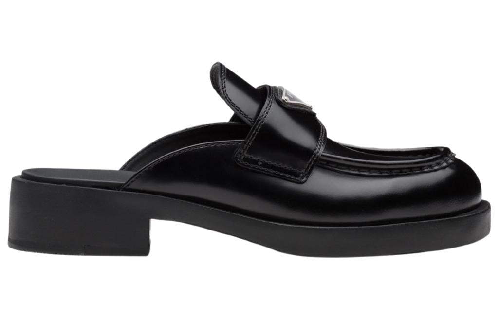 PRADA 40mm Mule Black Brushed Leather Women's