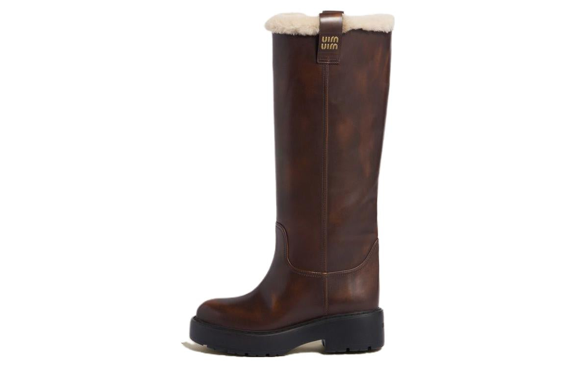 MIU MIU Knee high Boots 5.5cm Women's Brown