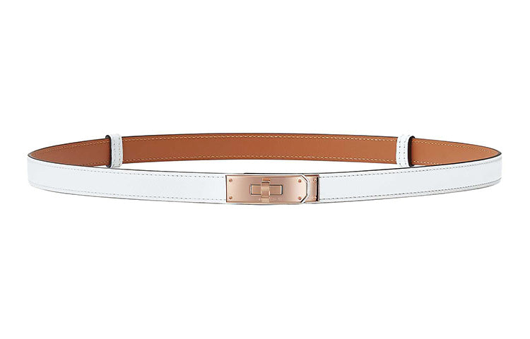 HERMES Cow Leather Belts Unisex White Width 1.8cm