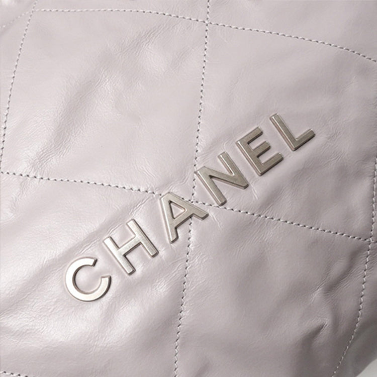 CHANEL 22Bag Cow Leather Tote Bag, Shopping Bag, Handbag, Shoulder Bag Women's Gray Silver Letter