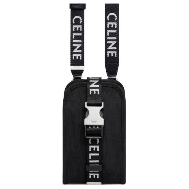 CELINE Cow Leather Shoulder Bag, Crossbody Bag, Cell Phone Pouch Unisex Black