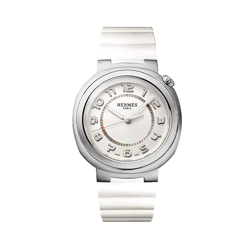 HERMES Wrist Watch Automatic Mechanical Movement Rubber Strap 36mm White Dial Women's Watch