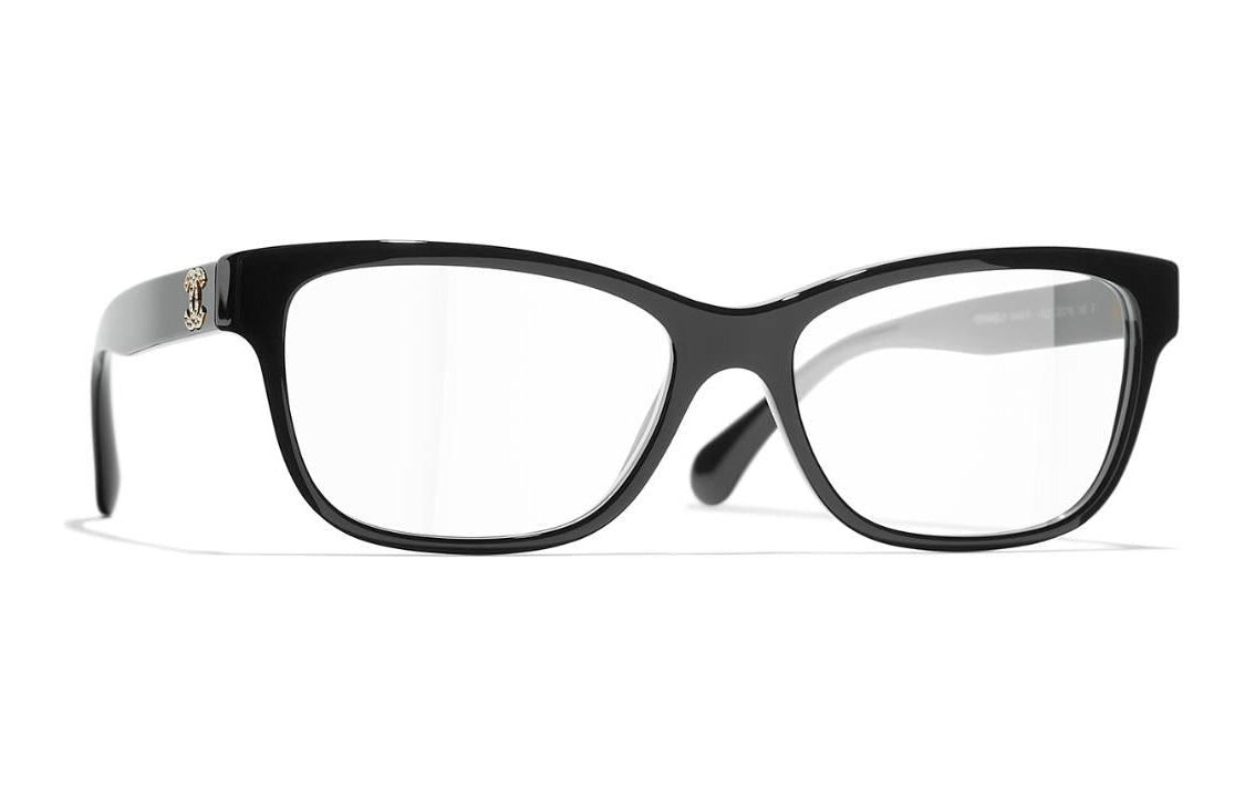CHANEL Irregular Shape Eyeglass Frames Women's Black