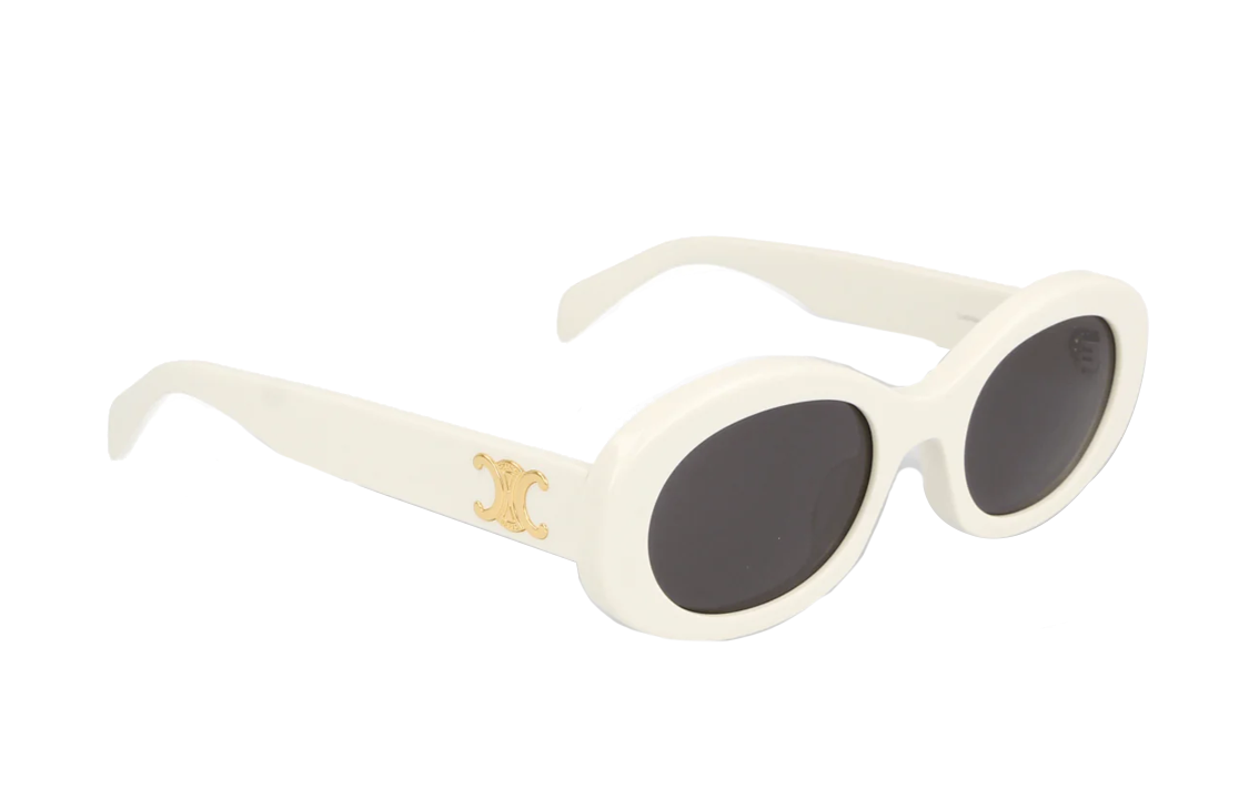 CELINE Acetate Oval Sunglasses Unisex White