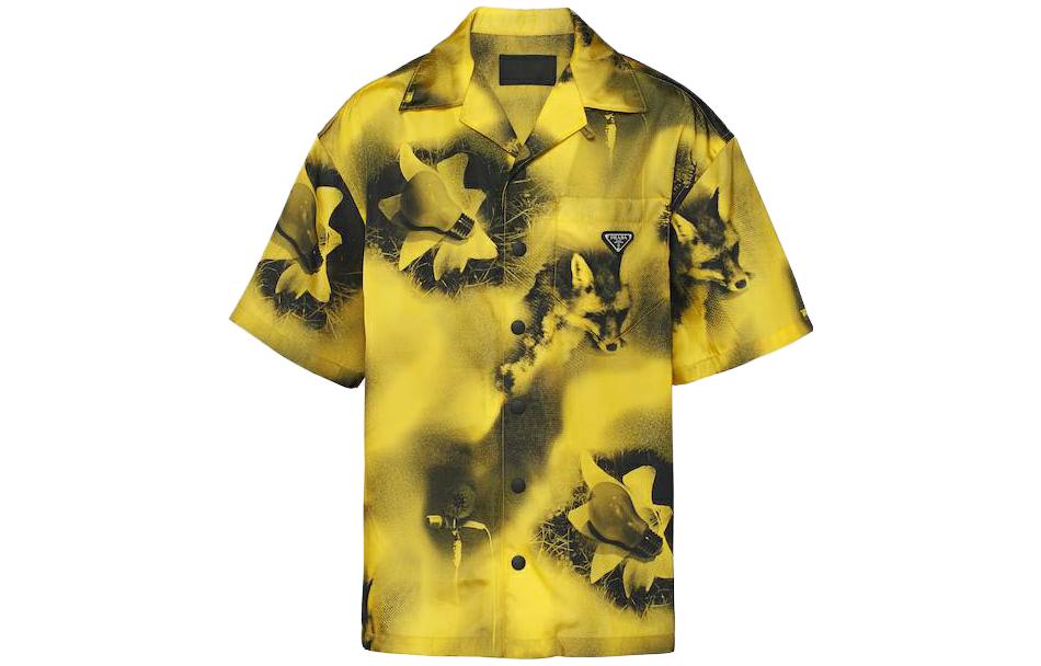 PRADA Abstract Painted Short Sleeve Shirt