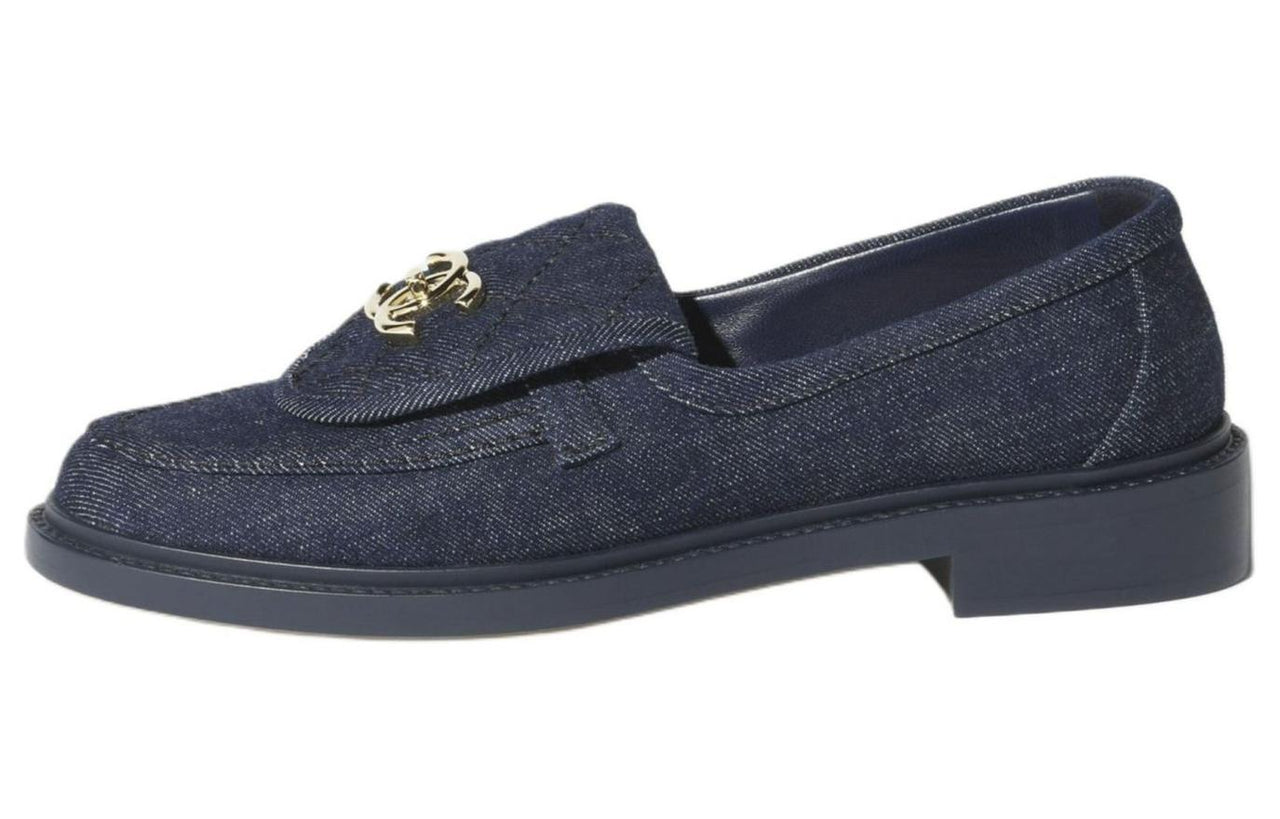 CHANEL Loafers 2cm Women's Blue