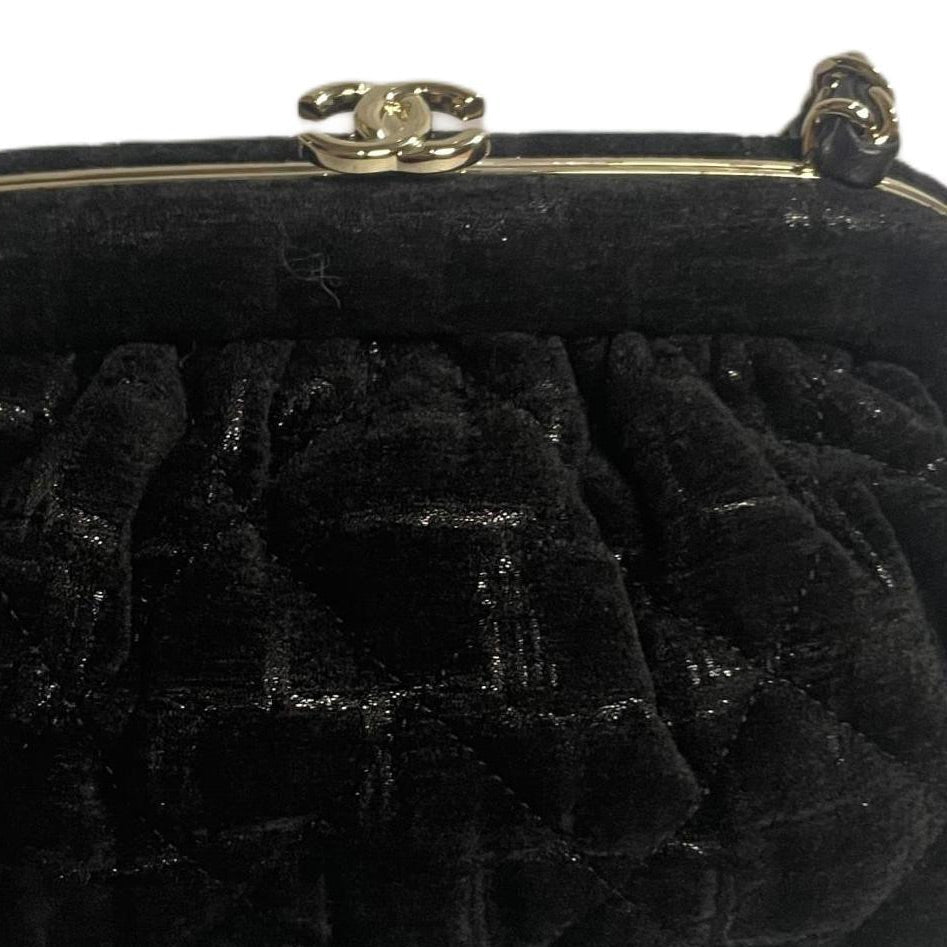 CHANEL Silk Evening Party Bag Handheld Shoulder Bag Crossbody Bag Women's Black