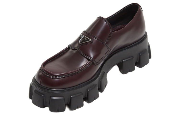 PRADA Monolith Casual Shoes Men's Red Brown