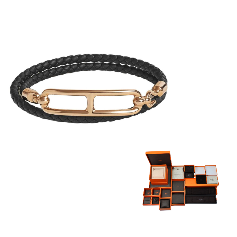 HERMES Leather Wristbands Unisex