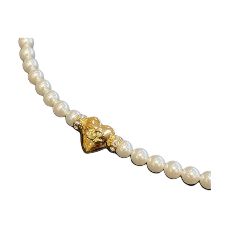 CHANEL Metal Artificial Pearl Rhinestone Bracelets Women's Gold