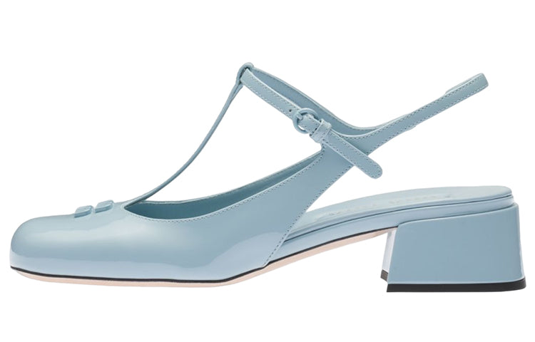 MIU MIU Chunky Heel High Heels 3.5cm Women's Light Blue