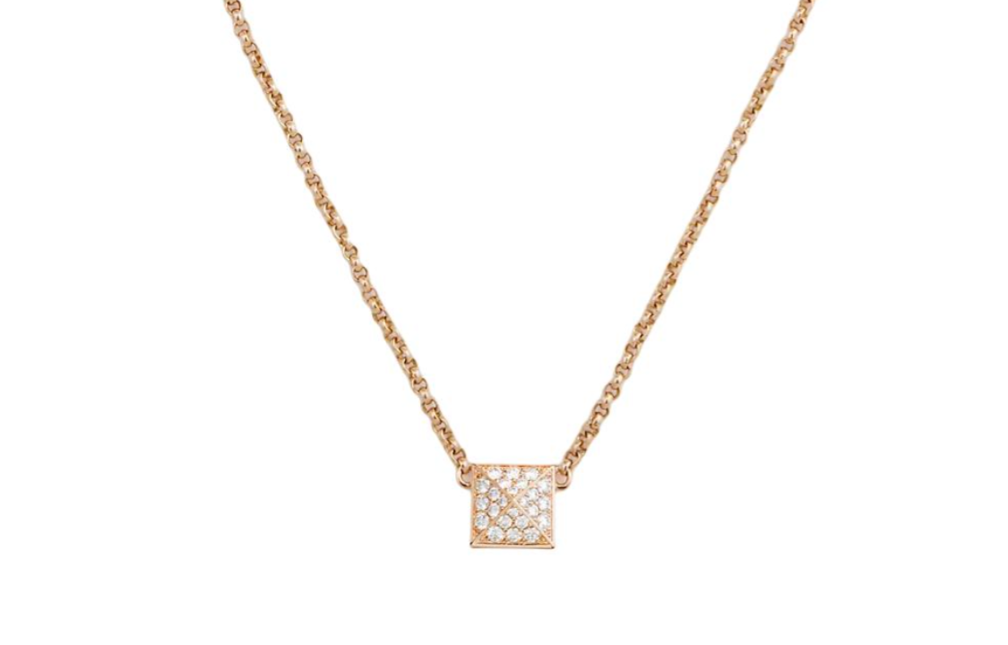 HERMES 18K Rose Gold Diamonds Necklaces Unisex Gold
