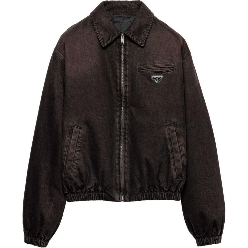 PRADA Zip Up Padded Denim Bomber Jacket