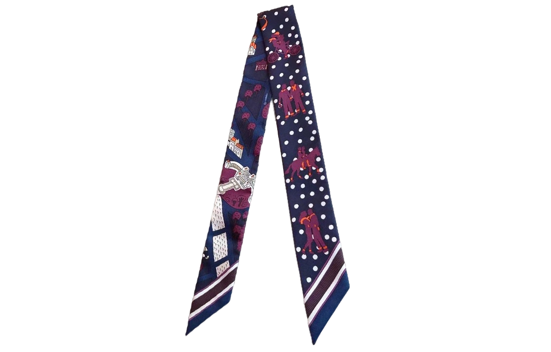 HERMES Silk Scarves Women's Dark Blue