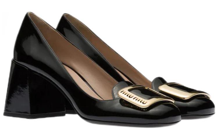 MIU MIU Chunky Heel High Heels Women's Black