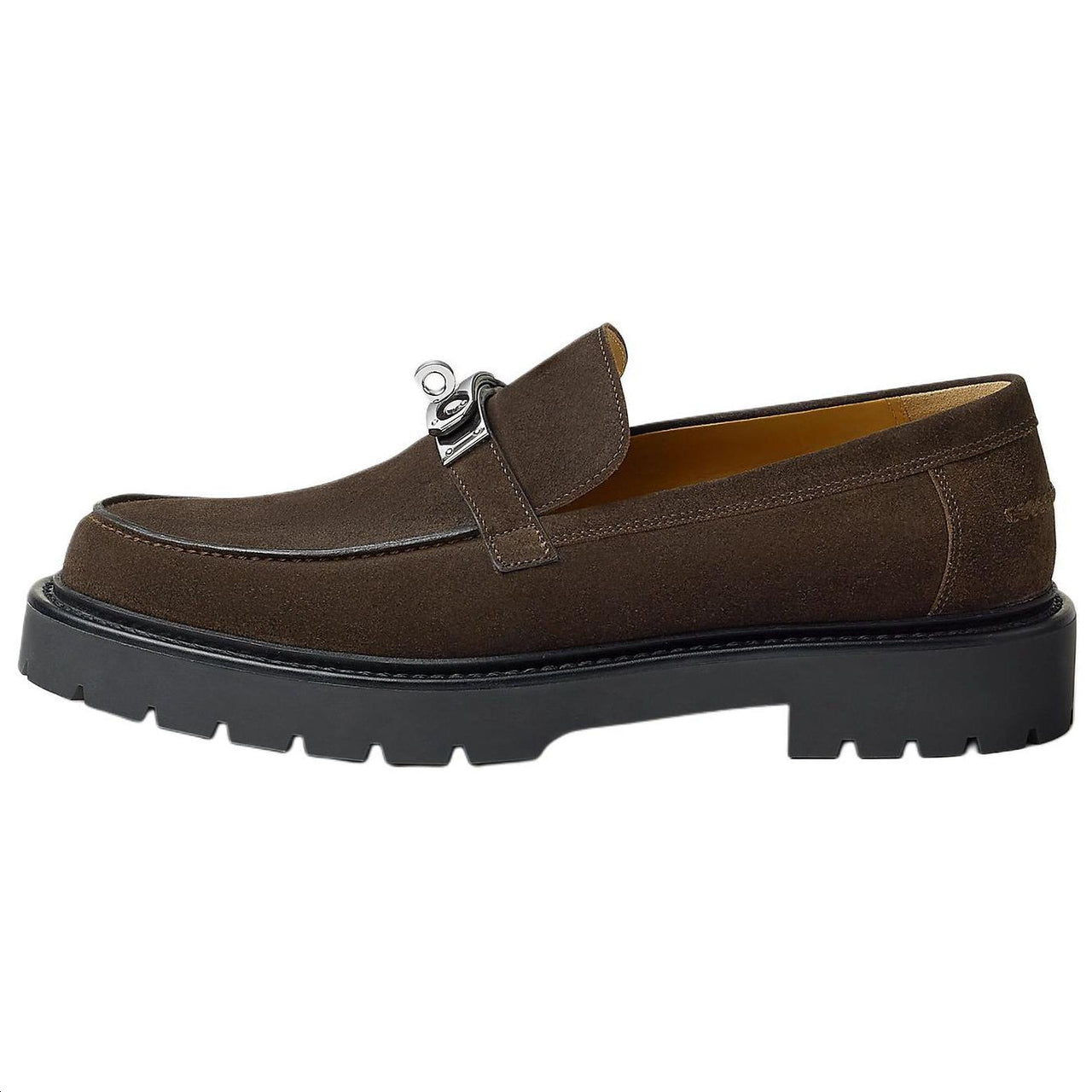 HERMES Icone Loafers Men's Dark Brown
