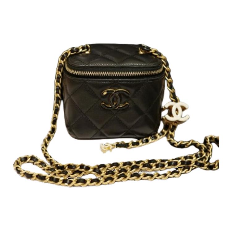 CHANEL Lambskin Box Bag Shoulder Bag Crossbody Bag Women's Black