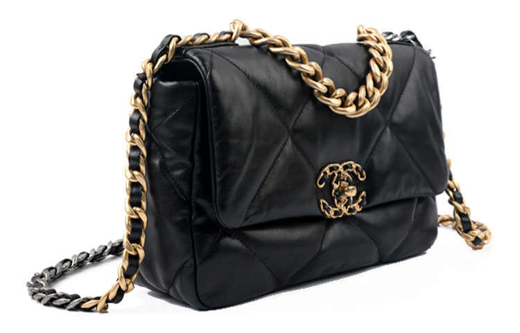 CHANEL 19 Flap Bag Goatskin Gold-Tone