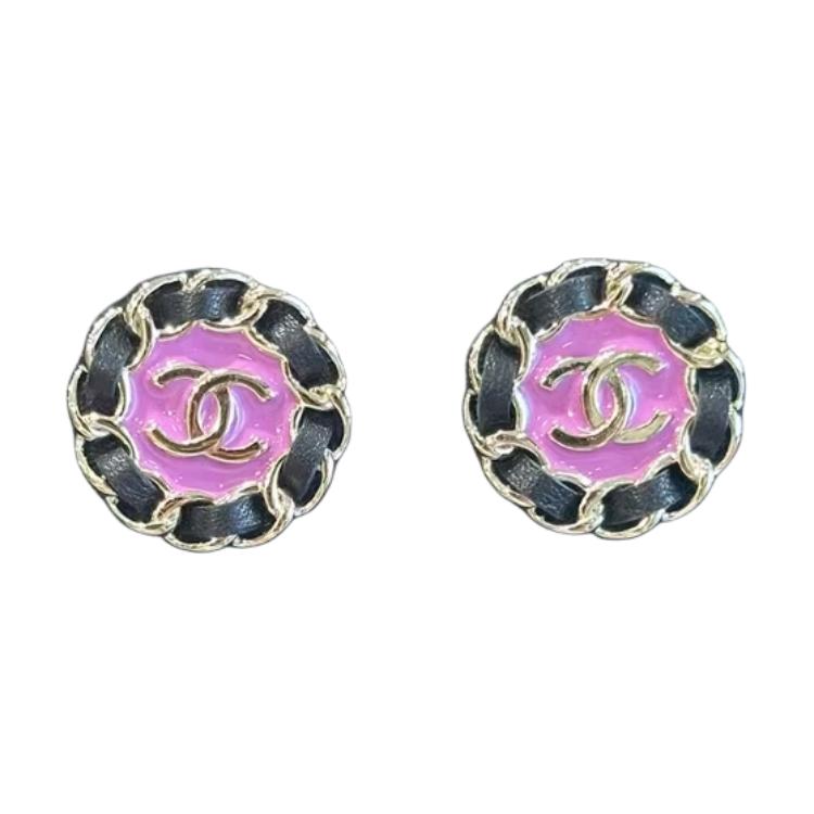CHANEL Metal Earrings Women's Black