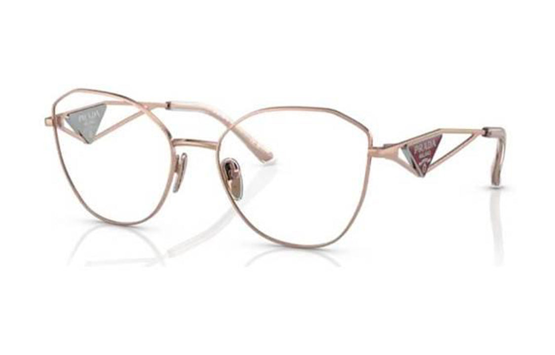 PRADA Alloy Irregular Shape Eyeglass Frames Unisex Gold