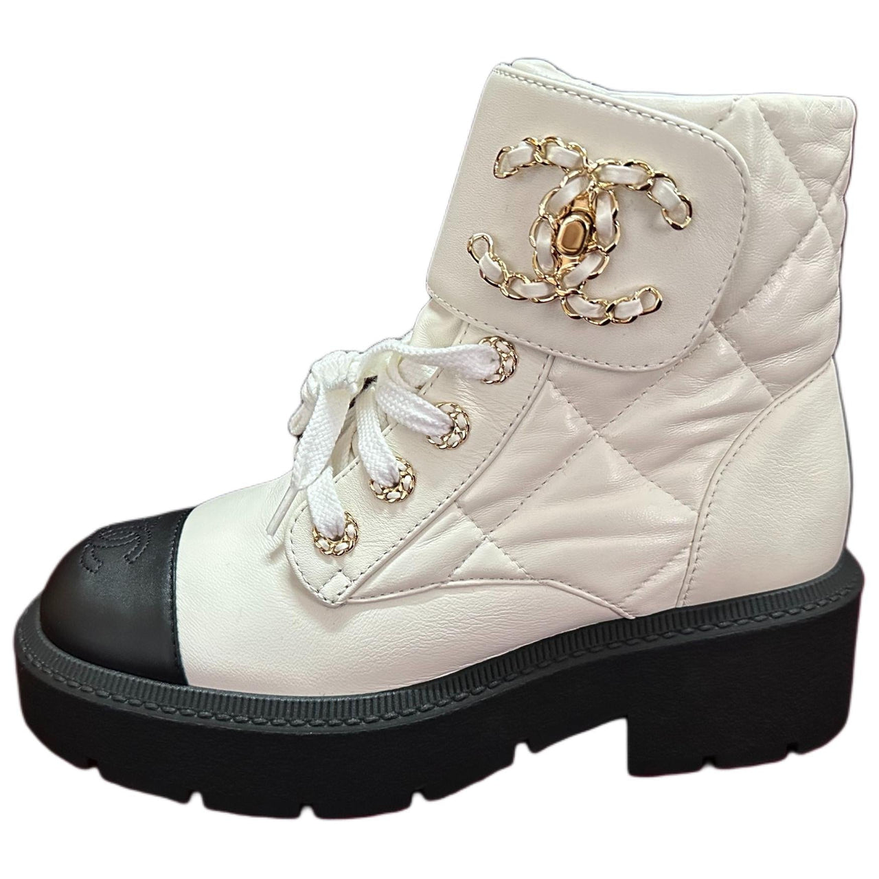 CHANEL Ankle Boots Women's White
