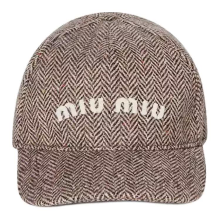 MIU MIU Wool Baseball Caps Women's Cocoa Brown