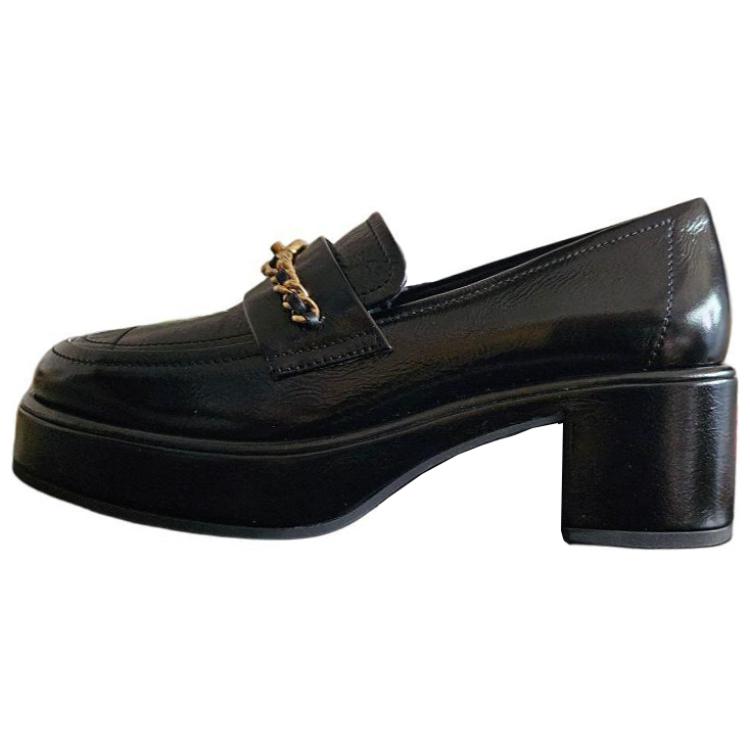 CHANEL Chunky Heel High Heels 5.5cm Women's Black