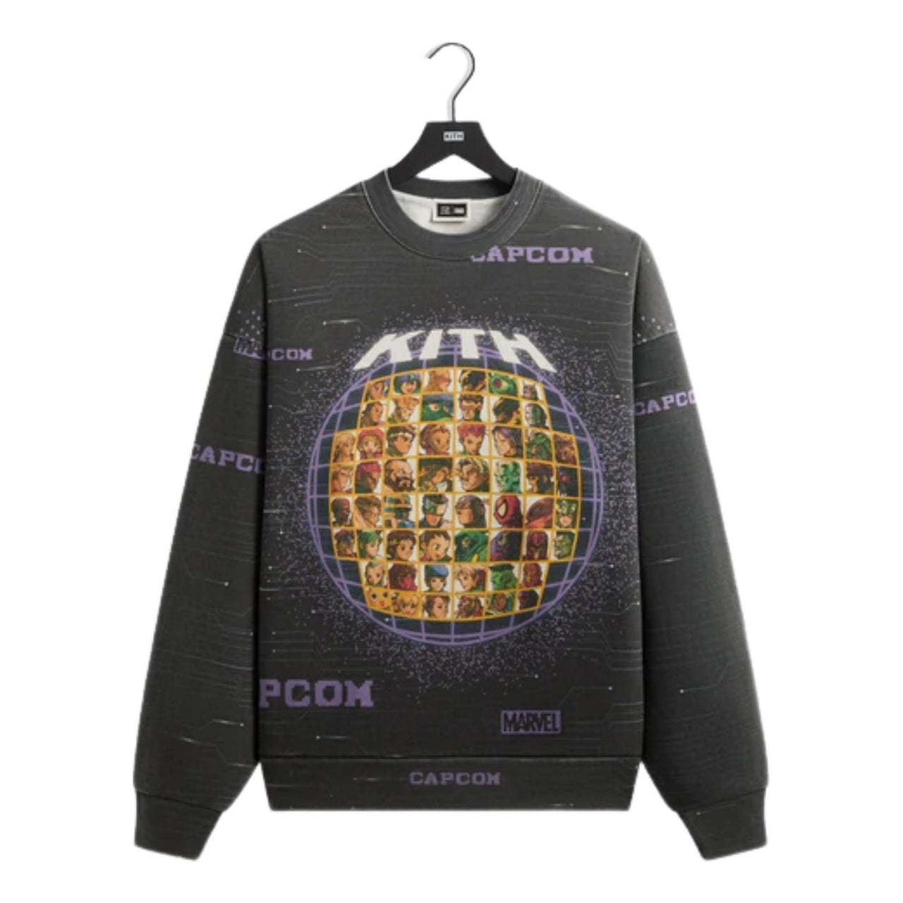 KITH x Marvel vs. Capcom Character Select Vintage Nelson Crewneck 'Black' KHM034303-001