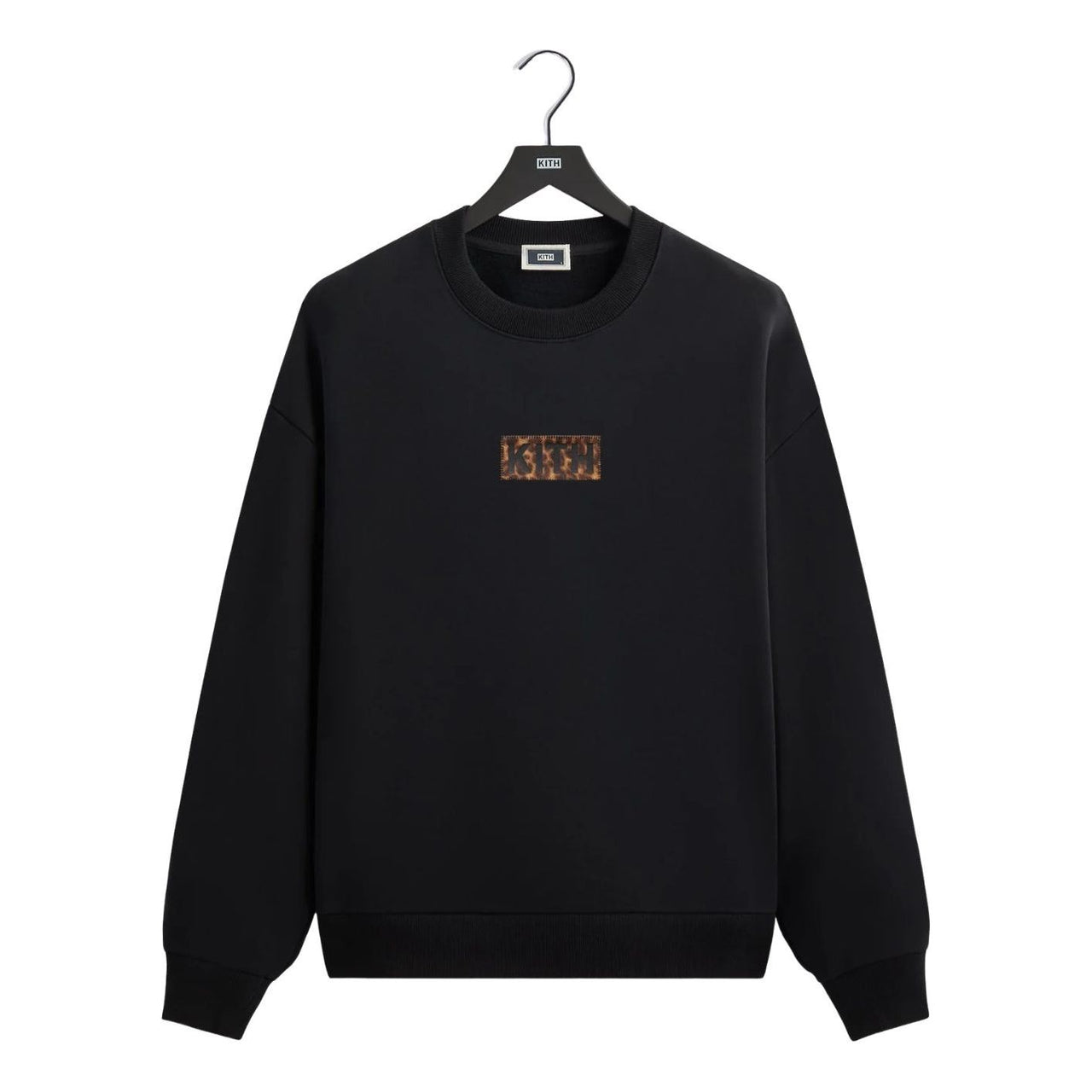 KITH Classic Logo Leopard Applique Nelson Crewneck 'Black' KHM034449-001