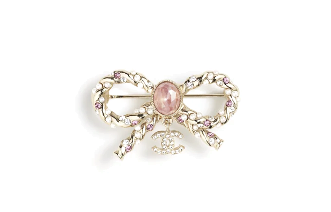 CHANEL Rhinestone, Gemstone Brooches Women's Pink