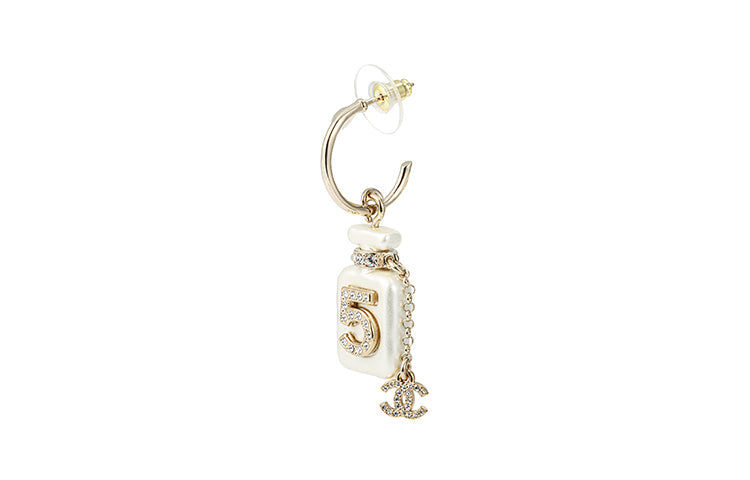 CHANEL Metal Earrings Women's White