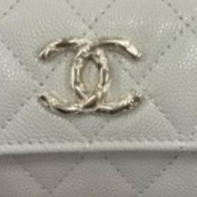 CHANEL Litchi Cow Leather Card Holder Women's Gray