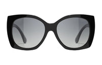 CHANEL Acetate Irregular Shape Sunglasses Women's Black