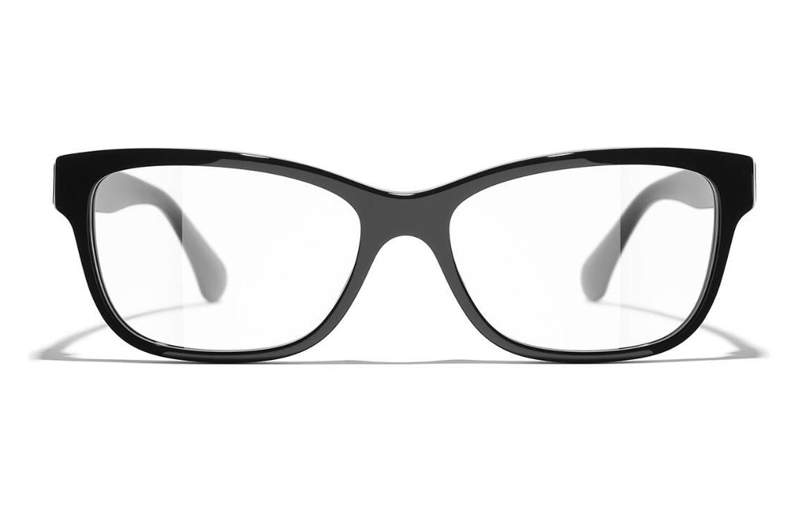 CHANEL Irregular Shape Eyeglass Frames Women's Black