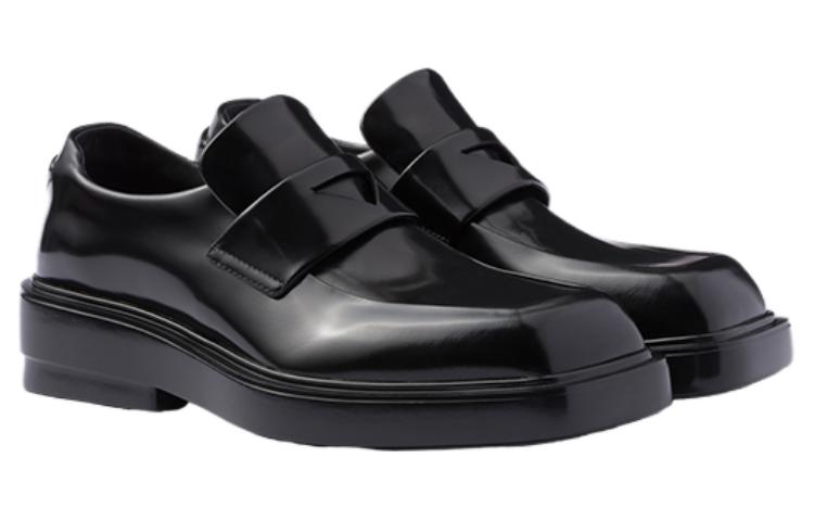 PRADA Triangle-patch Leather Loafers