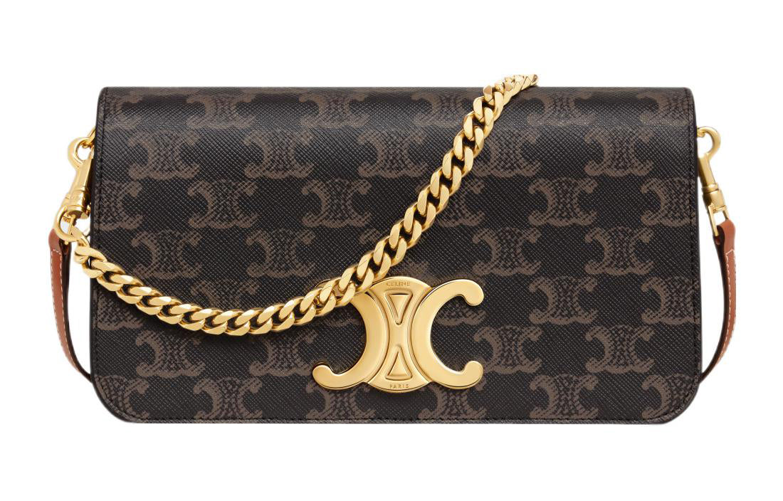 CELINE Cow Leather Mini Bag Shoulder Bag Crossbody Bag Regular Women's Tawny