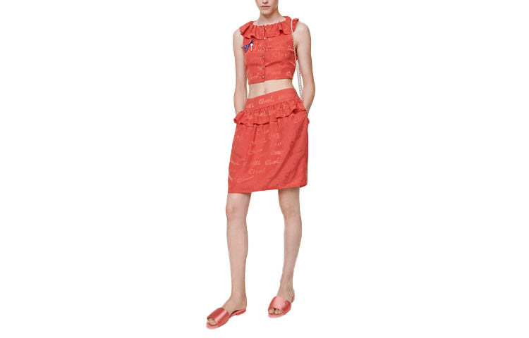 CHANEL Casual Short Skirts Women's Red