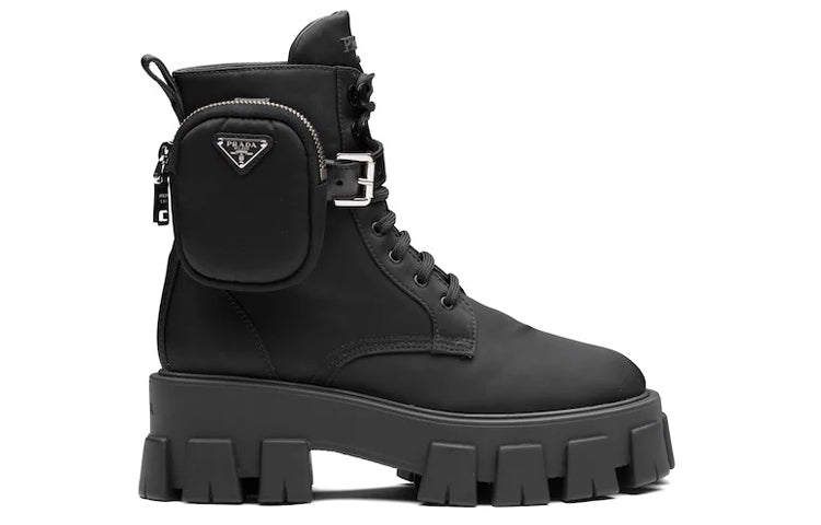 PRADA Women's Monolith Pouch Lace-Up Boot 'Black'