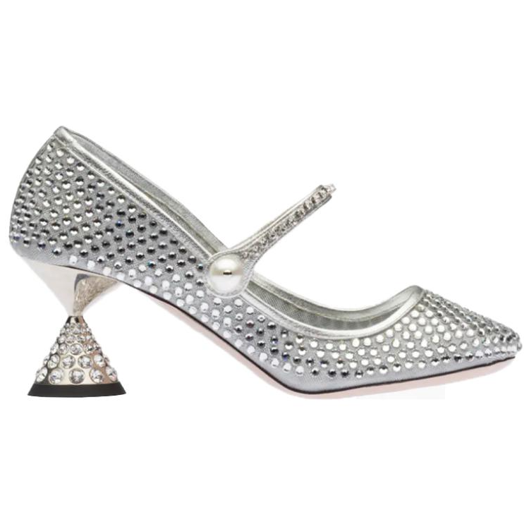 MIU MIU Irregular Heel High Heels 6.5cm Women's Silver
