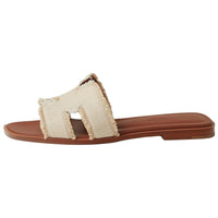 HERMES Oran Slide Slippers Women's Beige Brown