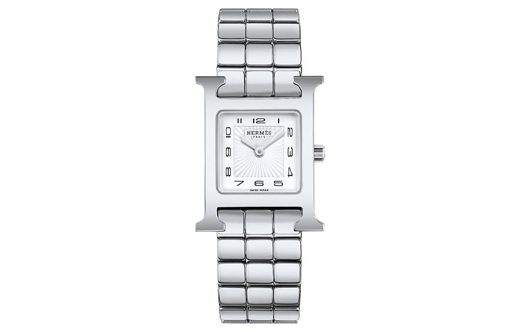HERMES Heure H Collection Wrist Watch Quartz Movement Stainless Steel Strap White Dial Women's Watch W053016WW00