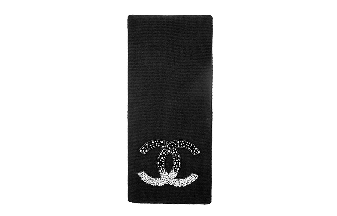 CHANEL Knit Scarves Women's Black