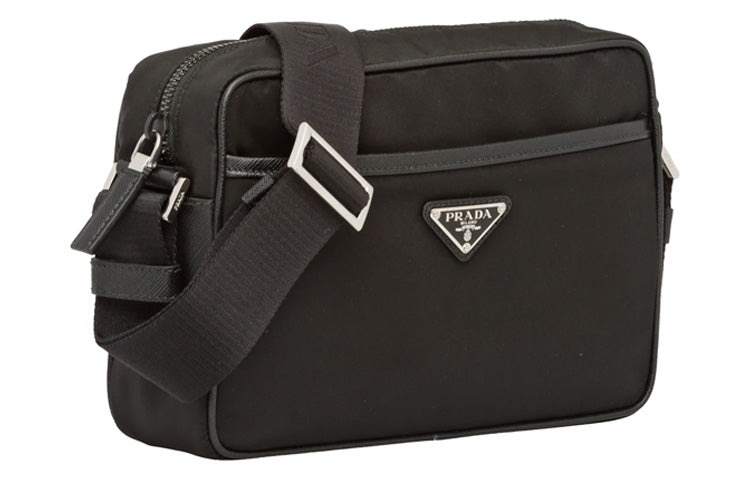 PRADA Saffiano Recycled Nylon Leather Shoulder Bag Men's Black