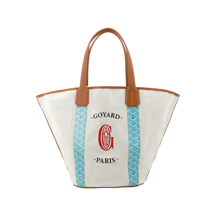 GOYARD Belharra Cotton Cow Leather Tote One Shoulder Handbag Women's Turquoise
