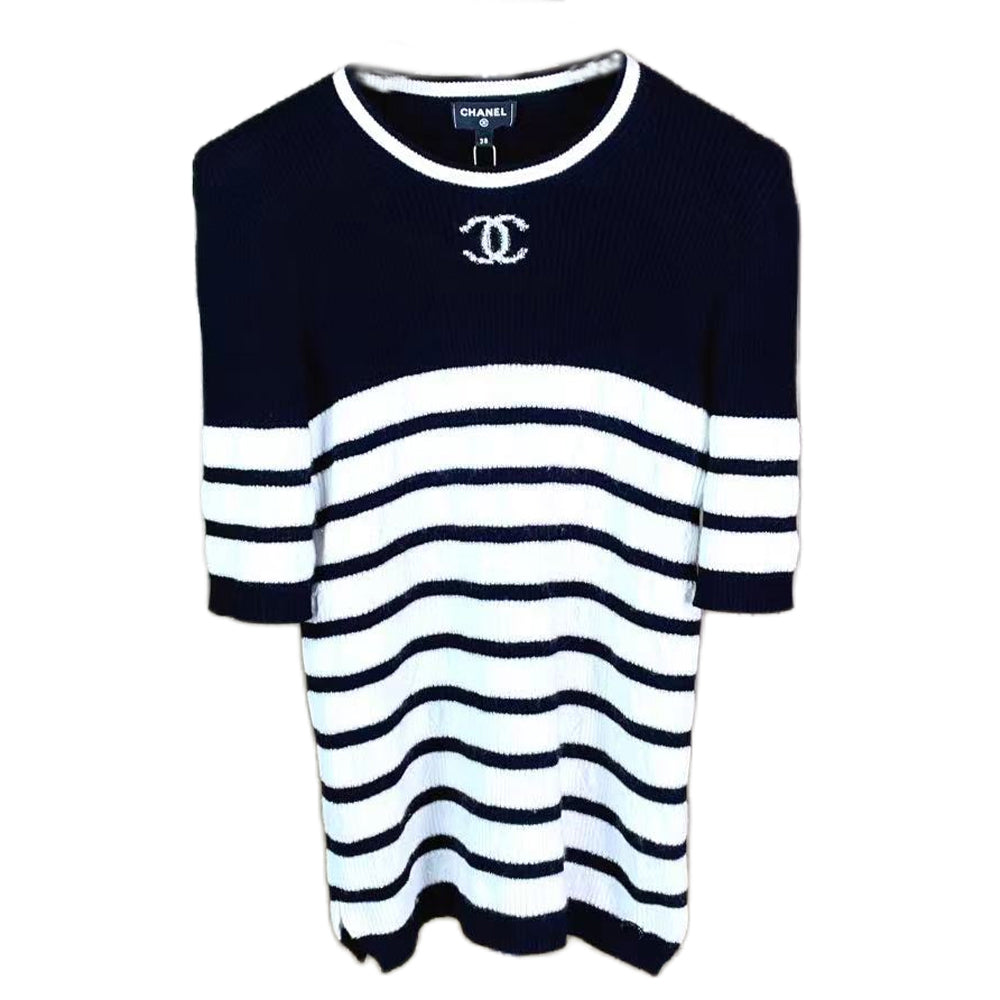 CHANEL Regular T Shirt Women's Black White
