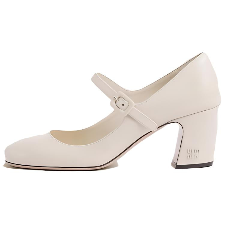 MIU MIU Chunky Heel High Heels 6.5cm Women's Ivory