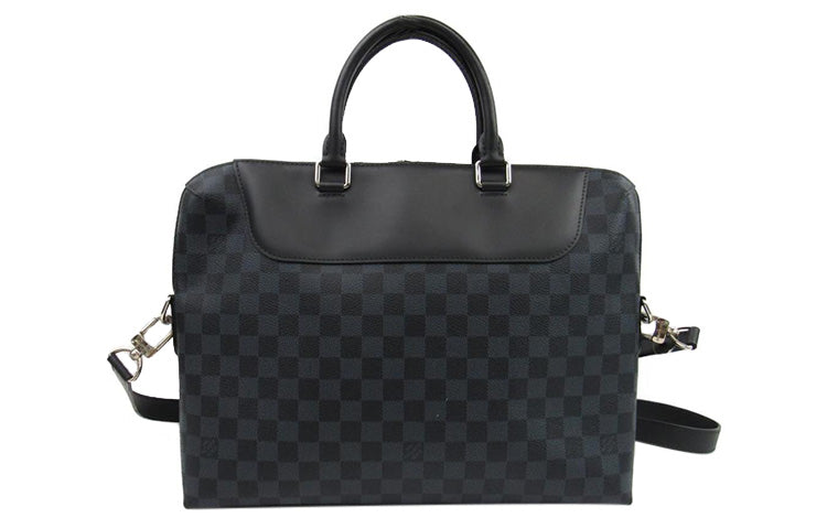 LOUIS VUITTON Canvas With Leather Handbag, Shoulder Bag, Crossbody Bag, Briefcase Men's Gray Black